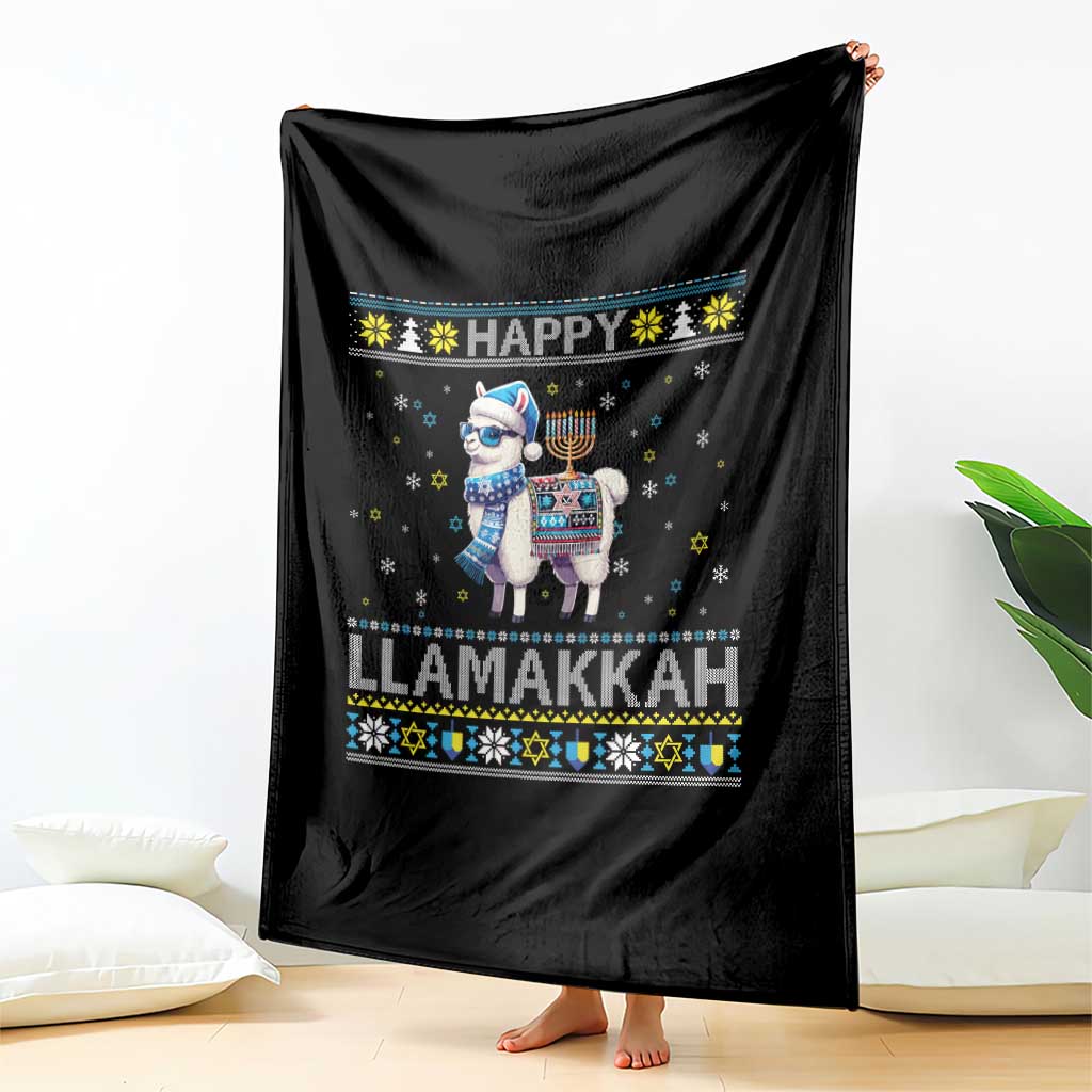 Happy LLamakkah Throw Blanket Funny Llama Ugly Hanukkah Christmas Gift TS12 Print Your Wear