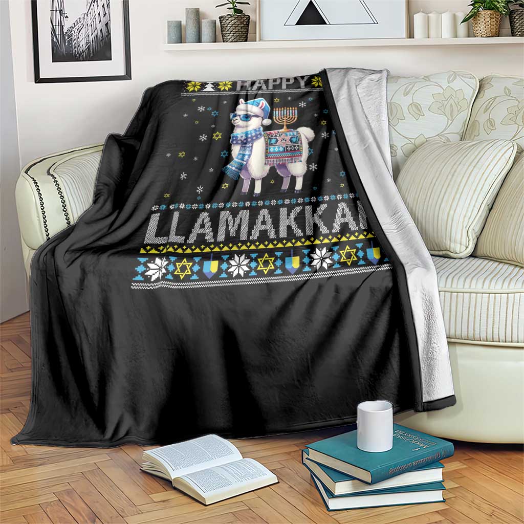 Happy LLamakkah Throw Blanket Funny Llama Ugly Hanukkah Christmas Gift TS12 Print Your Wear