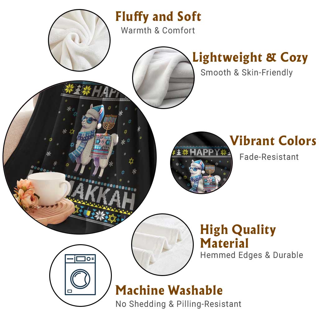 Happy LLamakkah Throw Blanket Funny Llama Ugly Hanukkah Christmas Gift TS12 Print Your Wear