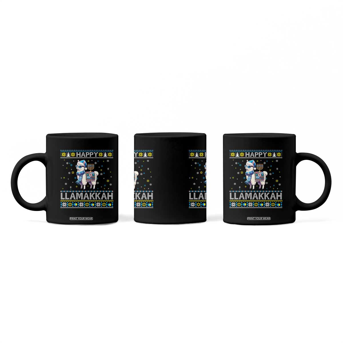 Happy LLamakkah Coffee Mug Funny Llama Ugly Hanukkah Christmas Gift TS12 Print Your Wear