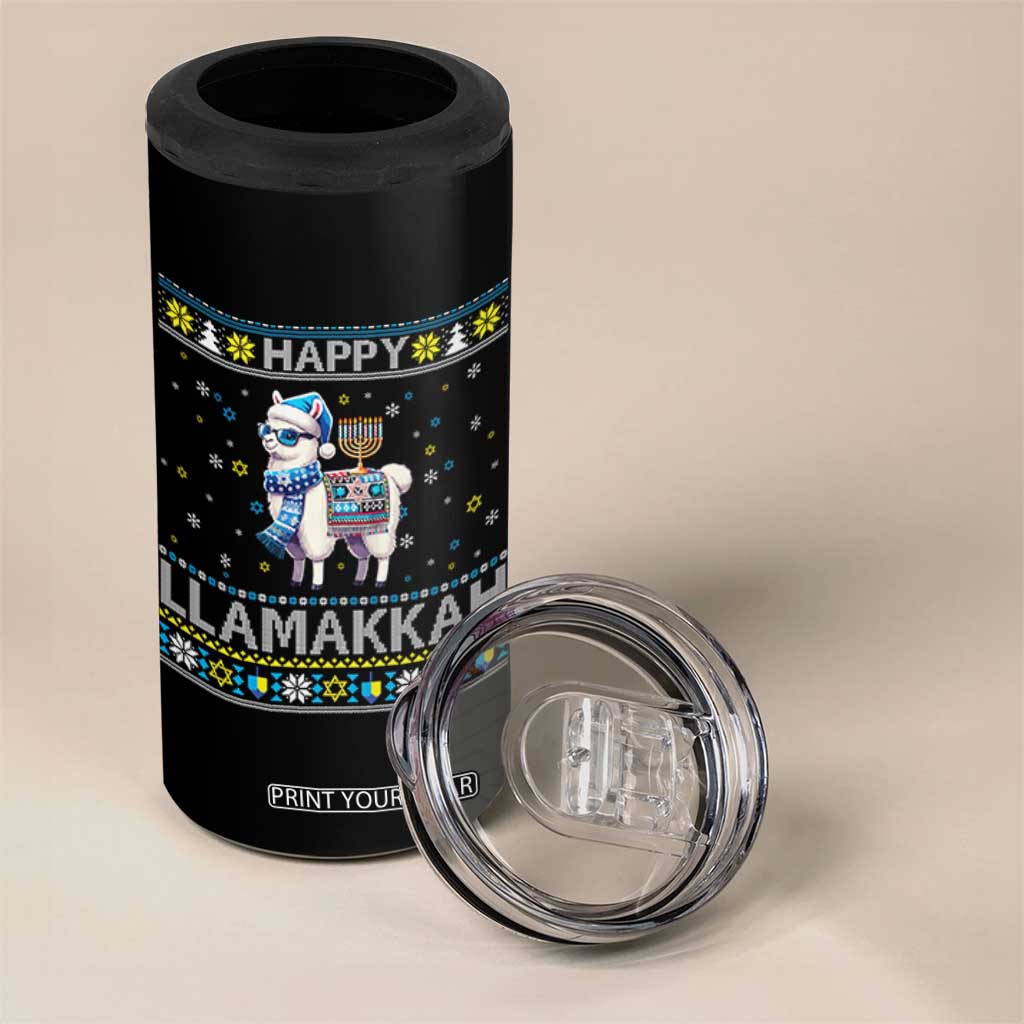 Happy LLamakkah 4 in 1 Can Cooler Tumbler Funny Llama Ugly Hanukkah Christmas Gift TS12 Print Your Wear
