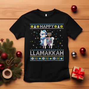 Happy LLamakkah T Shirt Funny Llama Ugly Hanukkah Christmas Gift TS12 Black Print Your Wear