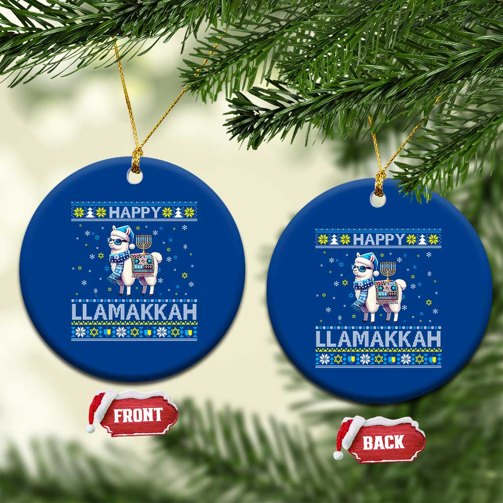 Happy LLamakkah Ceramic Ornament Funny Llama Ugly Hanukkah Christmas Gift TS12 1pc Blue Print Your Wear