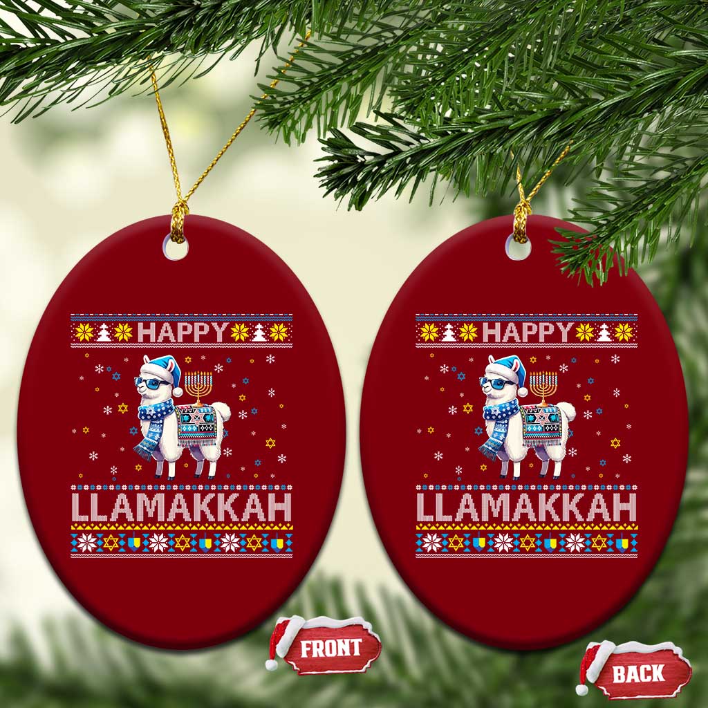 Happy LLamakkah Ceramic Ornament Funny Llama Ugly Hanukkah Christmas Gift TS12 Print Your Wear