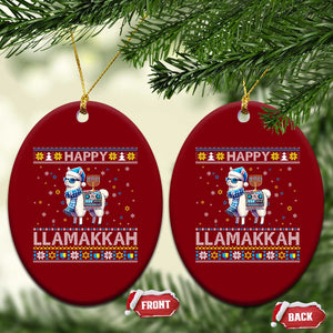 Happy LLamakkah Ceramic Ornament Funny Llama Ugly Hanukkah Christmas Gift TS12 Print Your Wear
