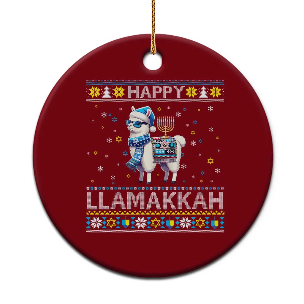Happy LLamakkah Ceramic Ornament Funny Llama Ugly Hanukkah Christmas Gift TS12 1pc Red Print Your Wear