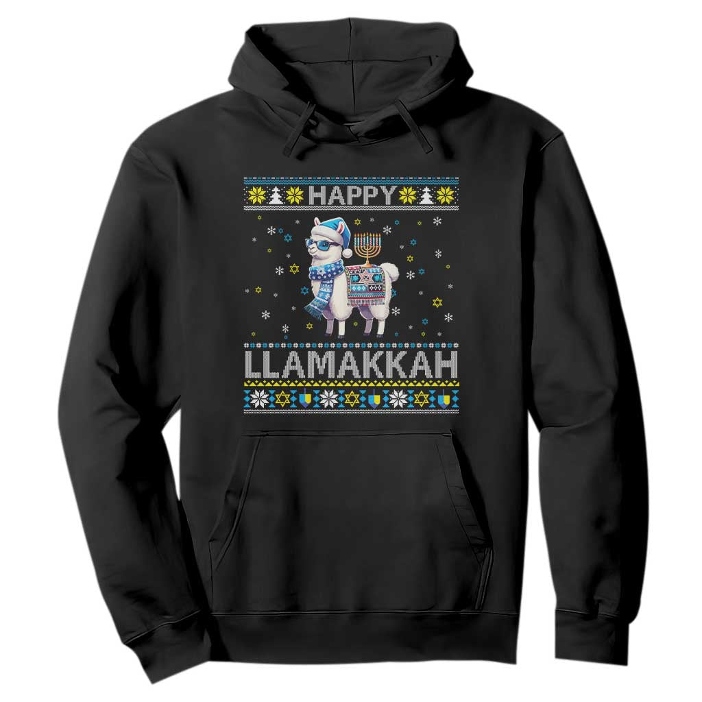 Happy LLamakkah Hoodie Funny Llama Ugly Hanukkah Christmas Gift TS12 Black Print Your Wear