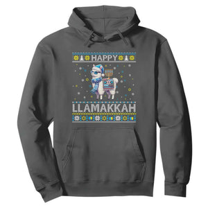 Happy LLamakkah Hoodie Funny Llama Ugly Hanukkah Christmas Gift TS12 Dark Heather Print Your Wear