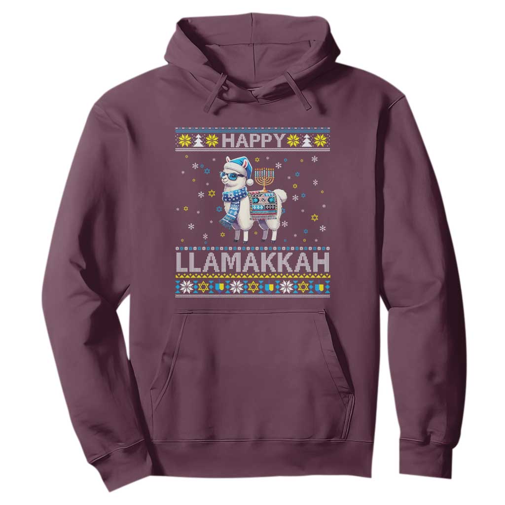 Happy LLamakkah Hoodie Funny Llama Ugly Hanukkah Christmas Gift TS12 Maroon Print Your Wear