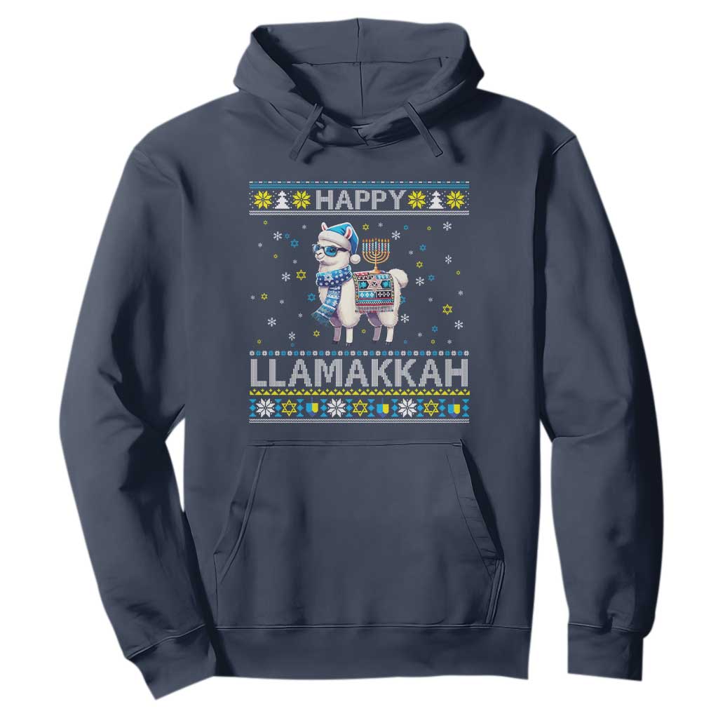 Happy LLamakkah Hoodie Funny Llama Ugly Hanukkah Christmas Gift TS12 Navy Print Your Wear