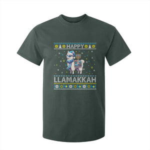 Happy LLamakkah T Shirt For Kid Funny Llama Ugly Hanukkah Christmas Gift TS12 Dark Forest Green Print Your Wear