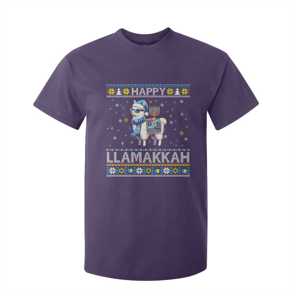 Happy LLamakkah T Shirt For Kid Funny Llama Ugly Hanukkah Christmas Gift TS12 Purple Print Your Wear