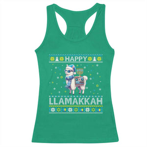 Happy LLamakkah Racerback Tank Top Funny Llama Ugly Hanukkah Christmas Gift TS12 Irish Green Print Your Wear