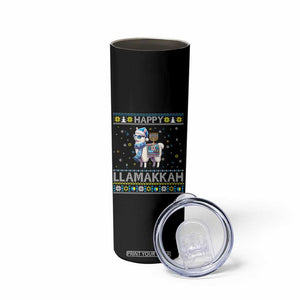 Happy LLamakkah Skinny Tumbler Funny Llama Ugly Hanukkah Christmas Gift TS12 Print Your Wear