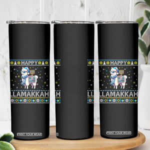 Happy LLamakkah Skinny Tumbler Funny Llama Ugly Hanukkah Christmas Gift TS12 Print Your Wear