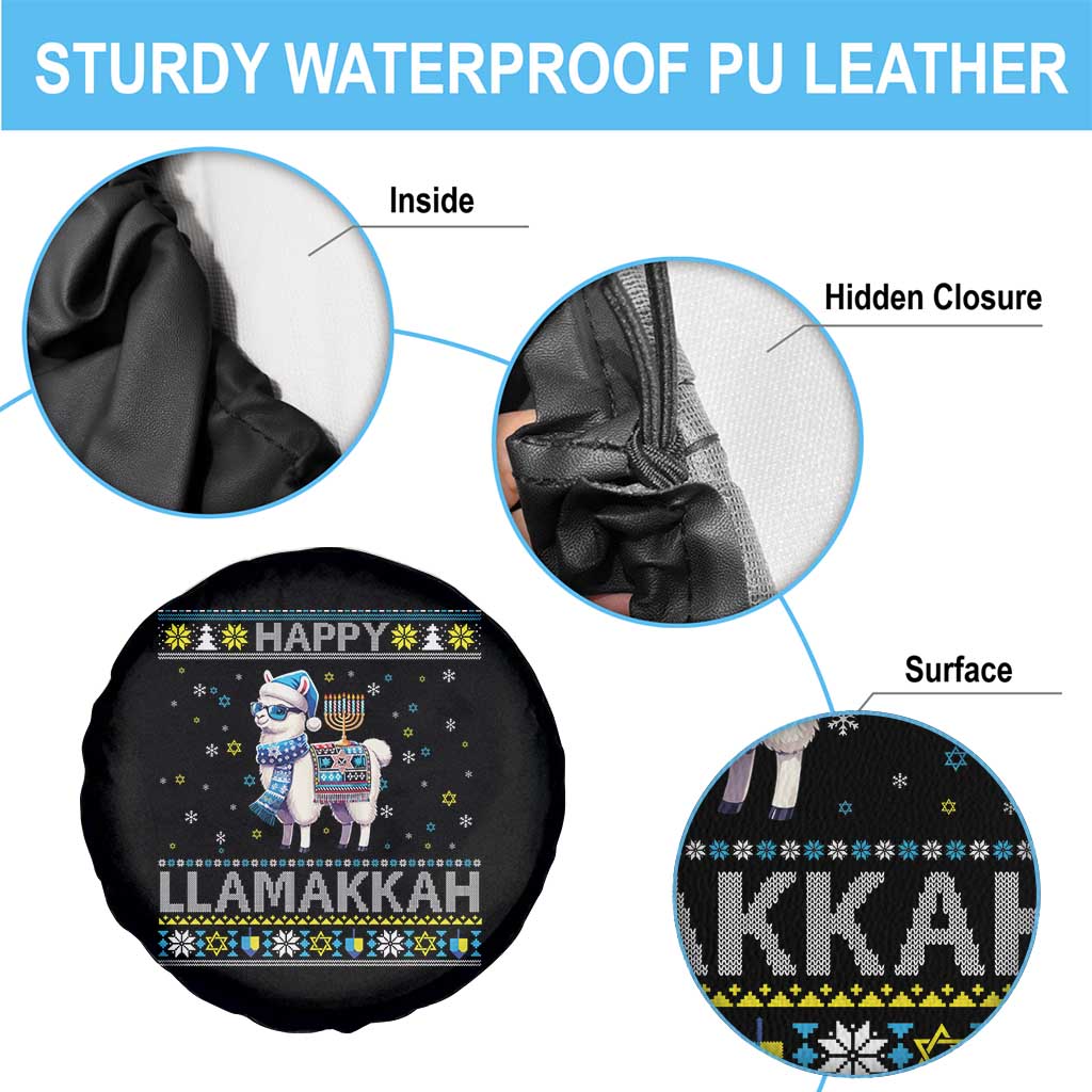Happy LLamakkah Spare Tire Cover Funny Llama Ugly Hanukkah Christmas Gift TS12 Print Your Wear