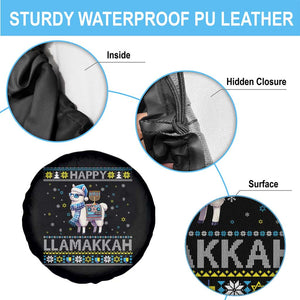 Happy LLamakkah Spare Tire Cover Funny Llama Ugly Hanukkah Christmas Gift TS12 Print Your Wear