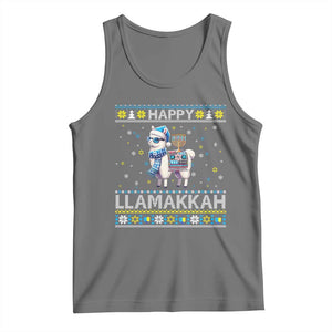 Happy LLamakkah Tank Top Funny Llama Ugly Hanukkah Christmas Gift TS12 Black Heather Print Your Wear