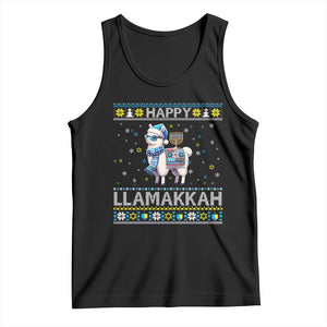 Happy LLamakkah Tank Top Funny Llama Ugly Hanukkah Christmas Gift TS12 Black Print Your Wear