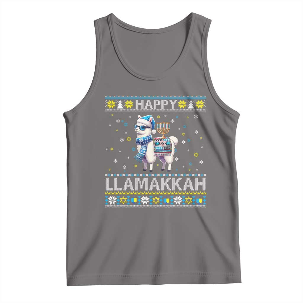 Happy LLamakkah Tank Top Funny Llama Ugly Hanukkah Christmas Gift TS12 Deep Heather Print Your Wear
