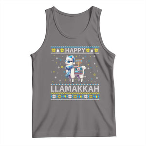 Happy LLamakkah Tank Top Funny Llama Ugly Hanukkah Christmas Gift TS12 Deep Heather Print Your Wear