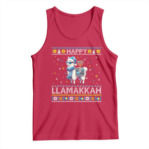 Happy LLamakkah Tank Top Funny Llama Ugly Hanukkah Christmas Gift TS12 Red Print Your Wear