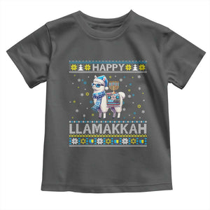 Happy LLamakkah Toddler T Shirt Funny Llama Ugly Hanukkah Christmas Gift TS12 Dark Heather Print Your Wear