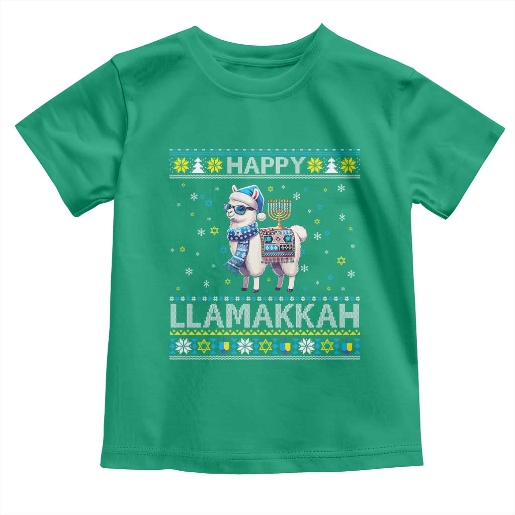 Happy LLamakkah Toddler T Shirt Funny Llama Ugly Hanukkah Christmas Gift TS12 Irish Green Print Your Wear