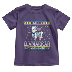 Happy LLamakkah Toddler T Shirt Funny Llama Ugly Hanukkah Christmas Gift TS12 Purple Print Your Wear