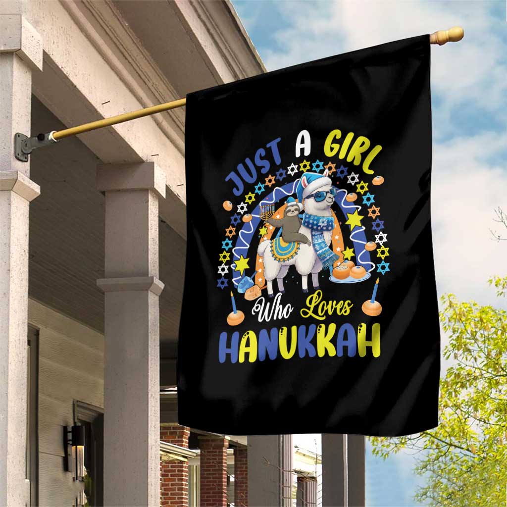 A Girl Loves Hanukkah Garden Flag Funny Sloth On Llama Jewish Holiday Gift TS12 Print Your Wear