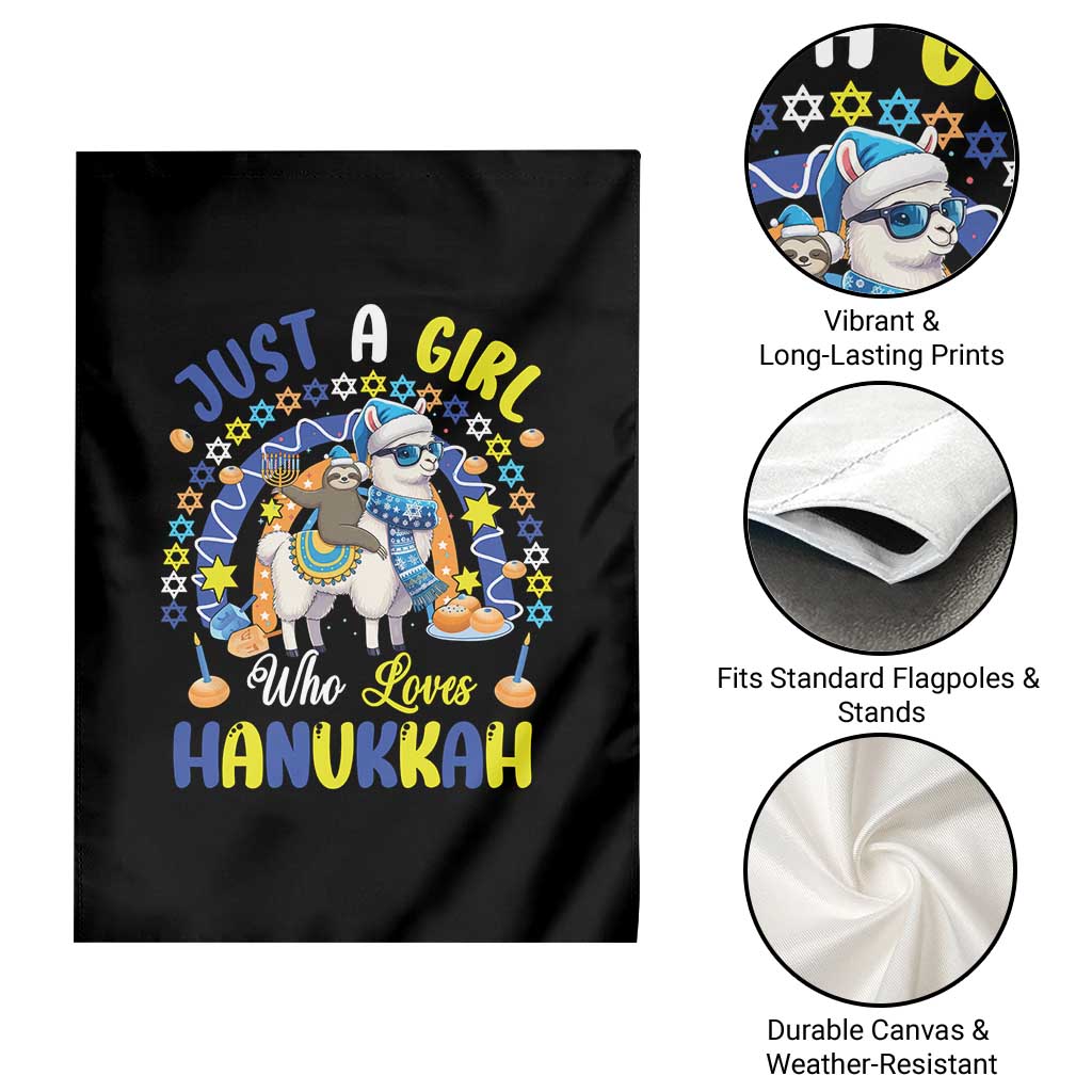 A Girl Loves Hanukkah Garden Flag Funny Sloth On Llama Jewish Holiday Gift TS12 Print Your Wear