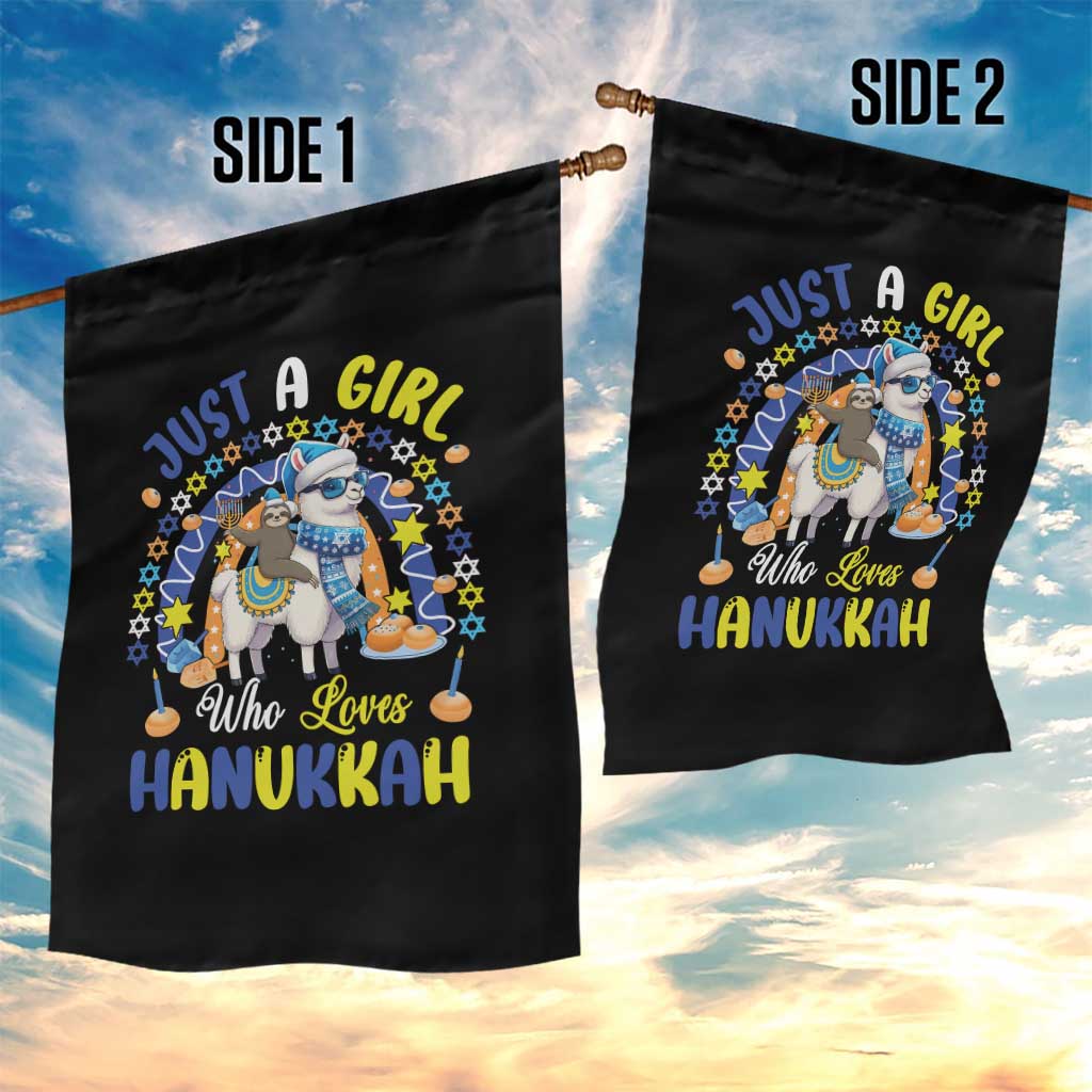 A Girl Loves Hanukkah Garden Flag Funny Sloth On Llama Jewish Holiday Gift TS12 Print Your Wear