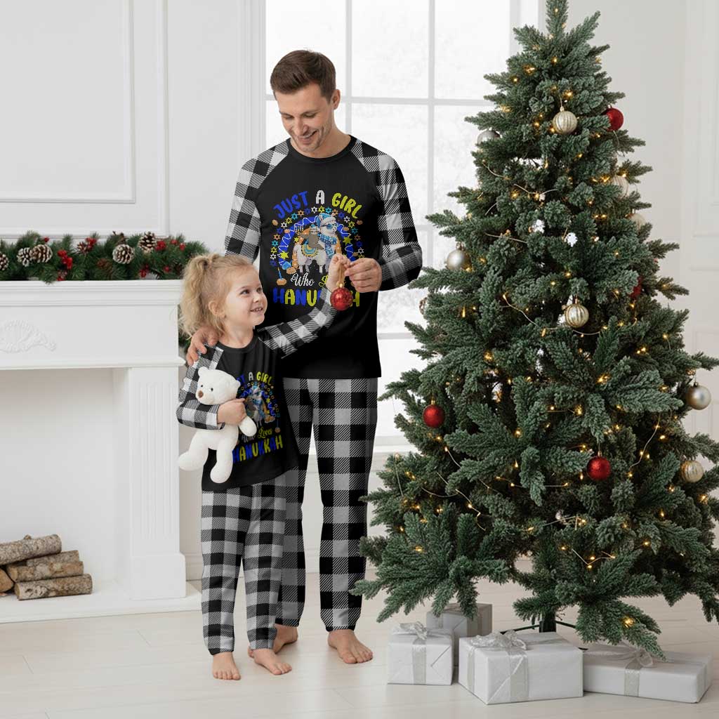 A Girl Loves Hanukkah Plaid Pajama Set Funny Sloth On Llama Jewish Holiday Gift TS12 White Plaid Print Your Wear