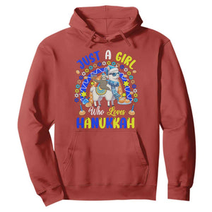 A Girl Loves Hanukkah Hoodie Funny Sloth On Llama Jewish Holiday Gift TS12 Red Print Your Wear