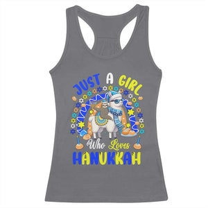 A Girl Loves Hanukkah Racerback Tank Top Funny Sloth On Llama Jewish Holiday Gift TS12 Charcoal Print Your Wear