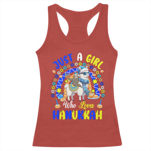 A Girl Loves Hanukkah Racerback Tank Top Funny Sloth On Llama Jewish Holiday Gift TS12 Red Print Your Wear