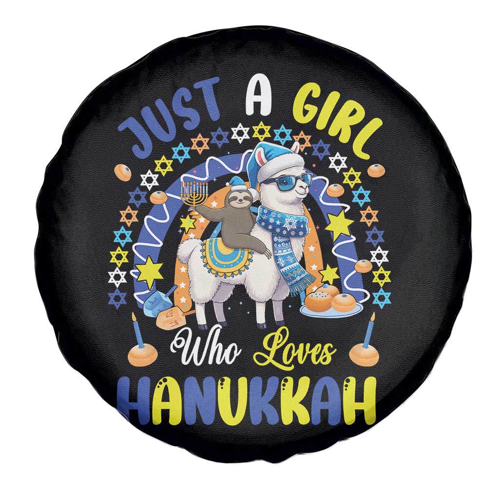 A Girl Loves Hanukkah Spare Tire Cover Funny Sloth On Llama Jewish Holiday Gift TS12 Print Your Wear