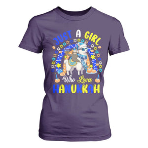 A Girl Loves Hanukkah T Shirt For Women Funny Sloth On Llama Jewish Holiday Gift TS12 Purple Print Your Wear