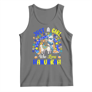 A Girl Loves Hanukkah Tank Top Funny Sloth On Llama Jewish Holiday Gift TS12 Black Heather Print Your Wear