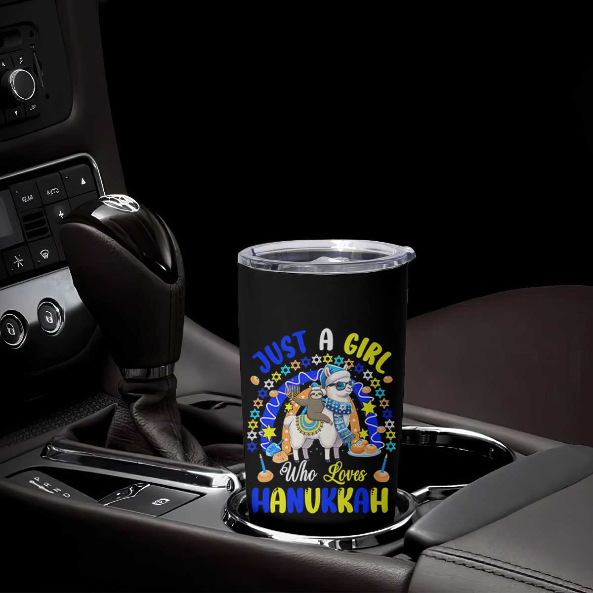 A Girl Loves Hanukkah Tumbler Cup Funny Sloth On Llama Jewish Holiday Gift TS12 Print Your Wear