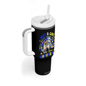 A Girl Loves Hanukkah Tumbler With Handle Funny Sloth On Llama Jewish Holiday Gift TS12 Print Your Wear