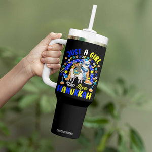A Girl Loves Hanukkah Tumbler With Handle Funny Sloth On Llama Jewish Holiday Gift TS12 Print Your Wear