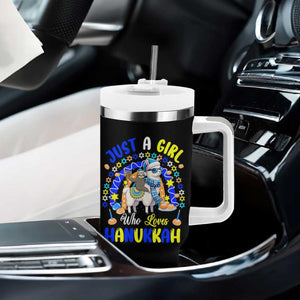 A Girl Loves Hanukkah Tumbler With Handle Funny Sloth On Llama Jewish Holiday Gift TS12 Print Your Wear