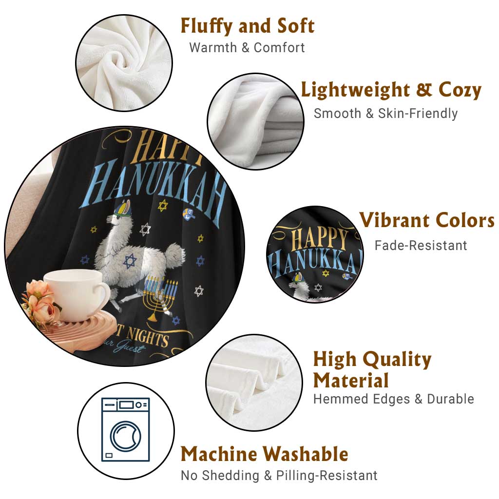 Funny Happy Hanukkah Llama Be Our Guest For Eight Nights Gift Throw Blanket Funny Hanukkah Gift TS12 Print Your Wear