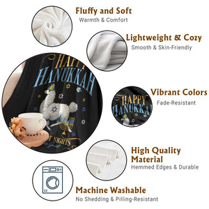 Funny Happy Hanukkah Llama Be Our Guest For Eight Nights Gift Throw Blanket Funny Hanukkah Gift TS12 Print Your Wear