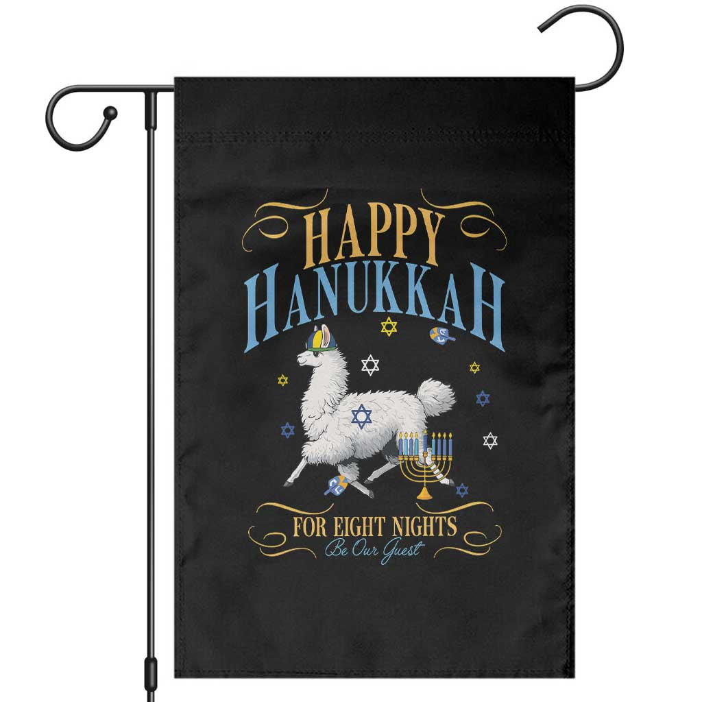 Funny Happy Hanukkah Llama Be Our Guest For Eight Nights Gift Garden Flag Funny Hanukkah Gift TS12 Black Print Your Wear