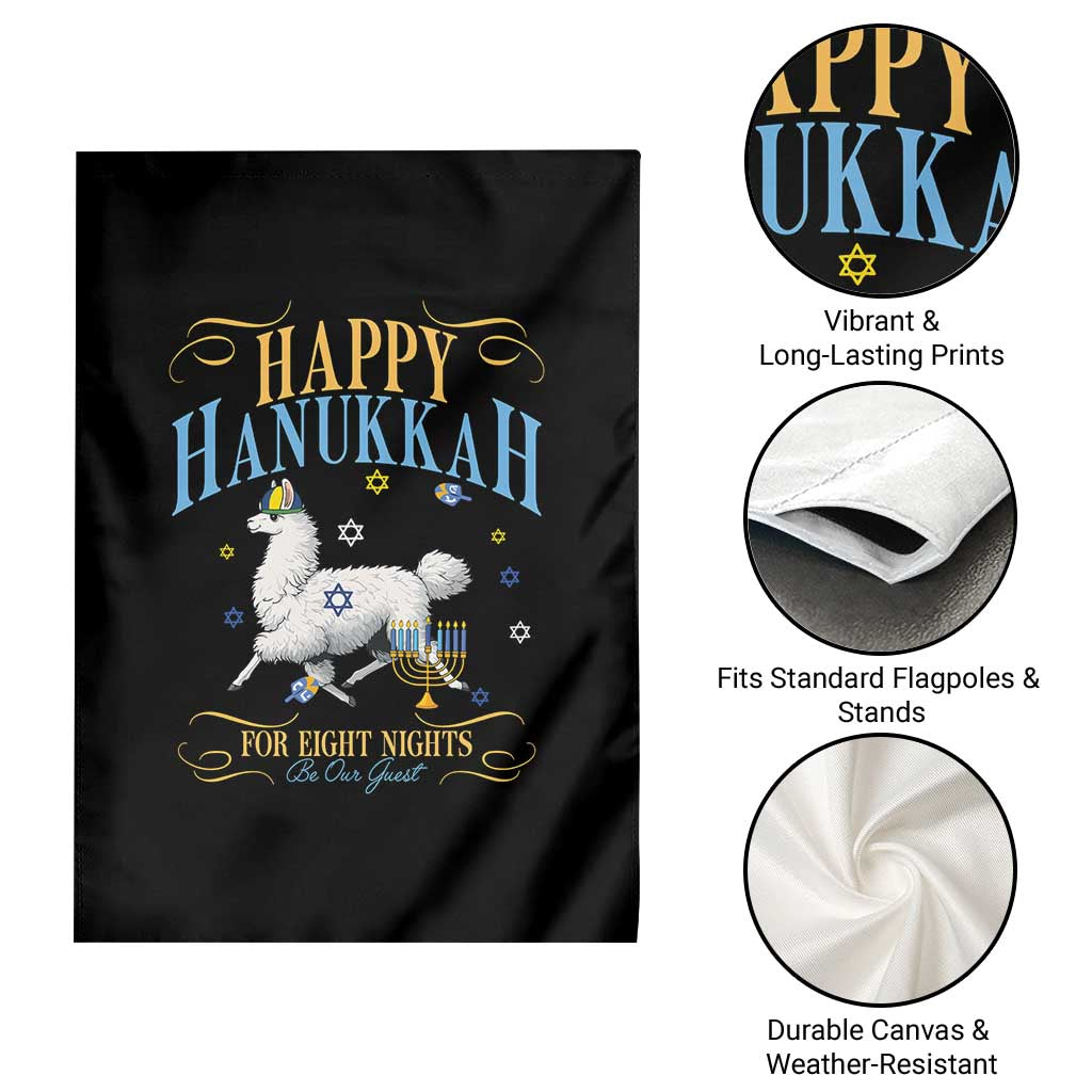 Funny Happy Hanukkah Llama Be Our Guest For Eight Nights Gift Garden Flag Funny Hanukkah Gift TS12 Print Your Wear