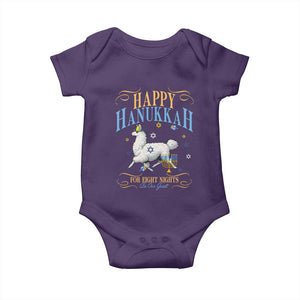 Funny Happy Hanukkah Llama Be Our Guest For Eight Nights Gift Baby Onesie Funny Hanukkah Gift TS12 Purple Print Your Wear