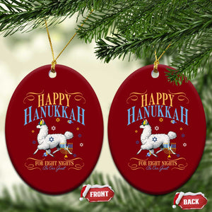 Funny Happy Hanukkah Llama Be Our Guest For Eight Nights Gift Ceramic Ornament Funny Hanukkah Gift TS12 Print Your Wear