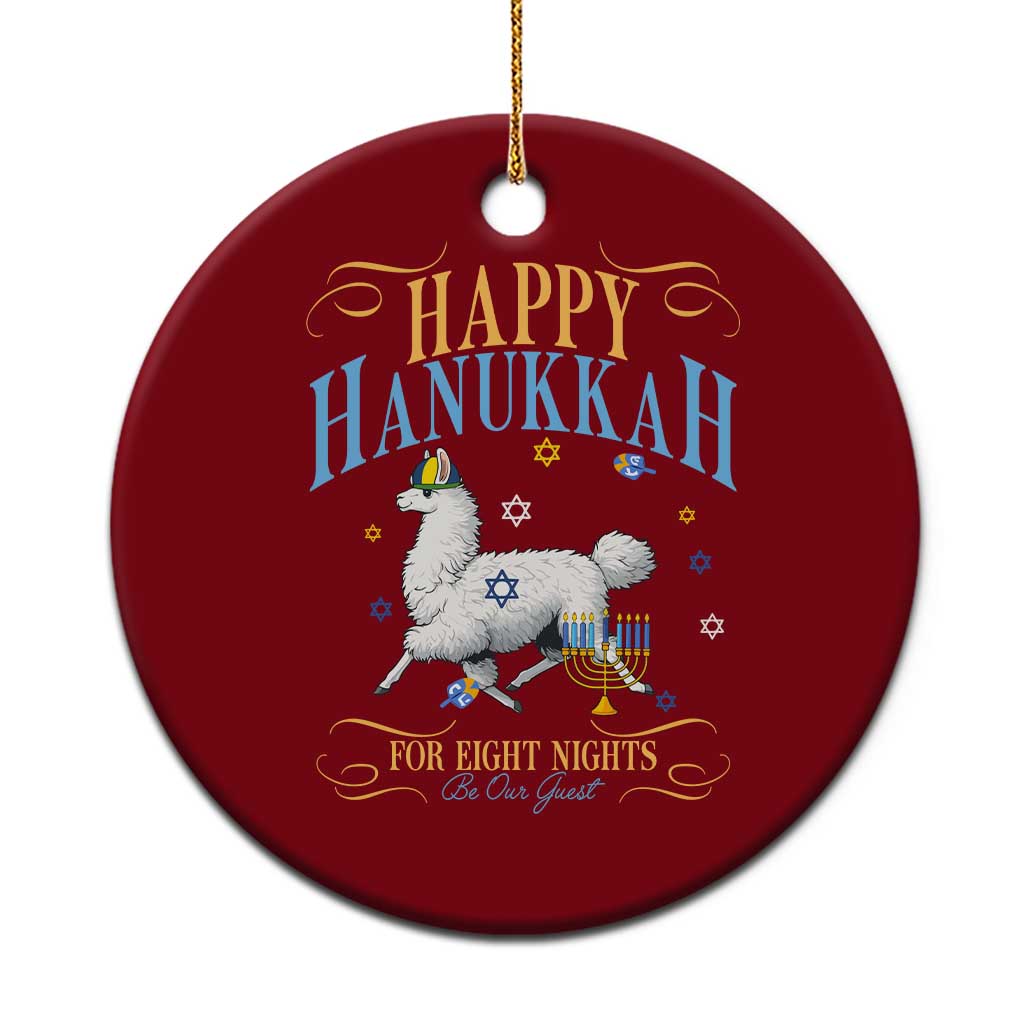 Funny Happy Hanukkah Llama Be Our Guest For Eight Nights Gift Ceramic Ornament Funny Hanukkah Gift TS12 1pc Red Print Your Wear
